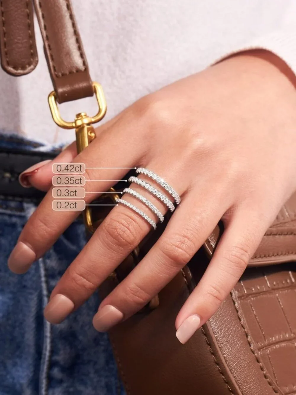 Moissanite Eternity Wedding Band for Women - 925 Sterling Silver Stackable Ring